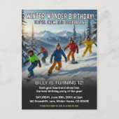 Winter Wonder Snowboard Birthday Party ポストカード (正面)