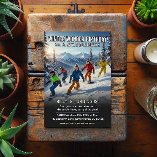 Winter Wonder Snowboard Birthday Party ポストカード