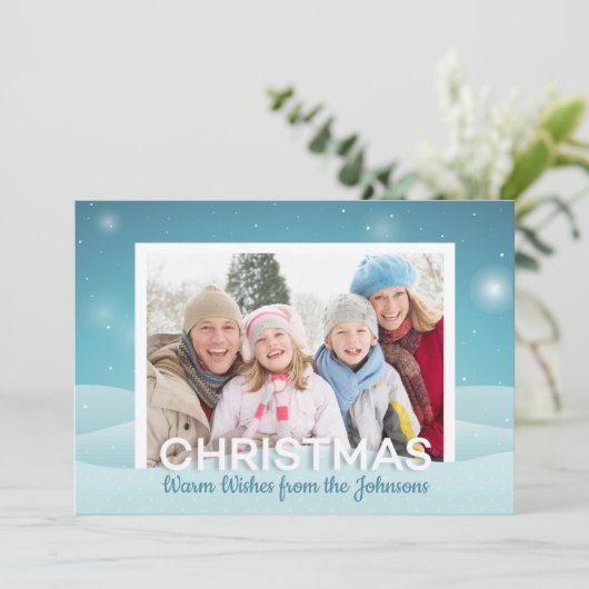 Winter Wonderlandのパーソナライズされた写真と名前 シーズンカード (スタンド正面)