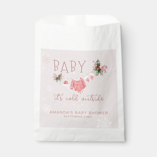 Winter Wonderlandベビーシャワー外は寒い フェイバーバッグ (正面)