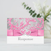 Winter Wonderland参加ハートRSVP – ピンク 出欠カード (スタンド正面)