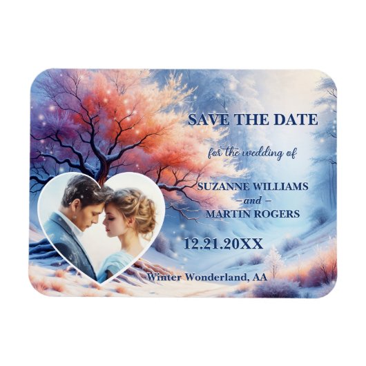 Winter Wonderland結婚の写真Save the Date マグネット (横)