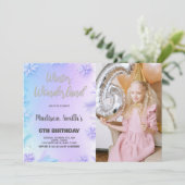 Winter Wonderland誕生日招待状と写真 招待状 (スタンド正面)