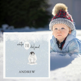 Winter Wonderland 1st Birthday Blue Paper Napkin スタンダードカクテルナプキン