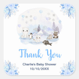 Winter Wonderland Animals Baby Shower Thank You スクエアシール