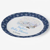 Winter Wonderland Arctic Animals Baby Shower ペーパープレート (アングル)