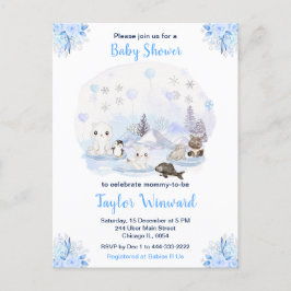 Winter Wonderland Arctic Animals Baby Shower ポストカード