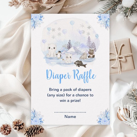 Winter Wonderland Arctic Animals Diaper Raffle エンクロージャーカード