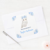 Winter Wonderland Arctic Owl Kids Bookplate スクエアシール (封筒)