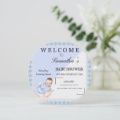 Winter Wonderland Baby Boy Shower 招待状|円形 招待状 (スタンド正面)