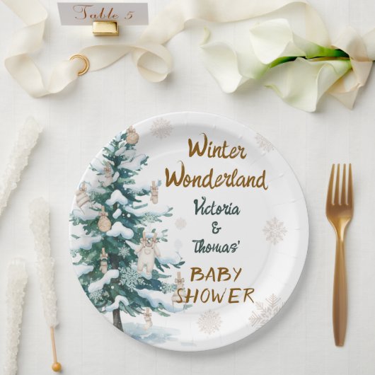 Winter Wonderland Baby Shower  ペーパープレート (ウェディング)