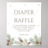 Winter Wonderland Baby Shower Diaper Raffle ポスター (正面)