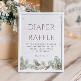 Winter Wonderland Baby Shower Diaper Raffle ポスター