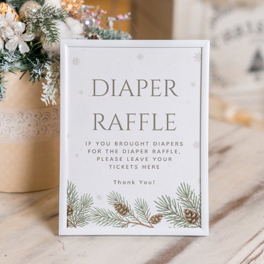 Winter Wonderland Baby Shower Diaper Raffle ポスター