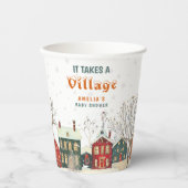 Winter Wonderland Baby Shower Snowy Village 紙コップ (正面)