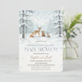 Winter Wonderland Baby Shower Woodland Baby Animal 招待状 (スタンド正面)