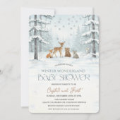 Winter Wonderland Baby Shower Woodland Baby Animal 招待状 (正面)