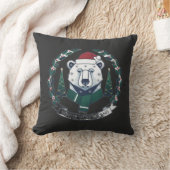 Winter Wonderland Bear – Cute Santa Hat Christmas  クッション (ブランケット)