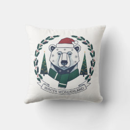 Winter Wonderland Bear – Cute Santa Hat Christmas  クッション