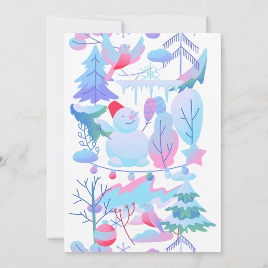 Winter Wonderland Birthday Invitation, Snowman  招待状 (裏面)