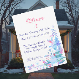 Winter Wonderland Birthday Invitation, Snowman  招待状