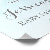 Winter Wonderland Blue Baby Shower Welcome Sign ポスター (角)