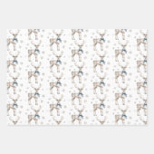 Winter Wonderland Blue Deer Snowflakes Christmas ラッピングペーパーシート (正面3)