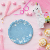 Winter Wonderland Blue Snowflake ペーパープレート (パーティー)