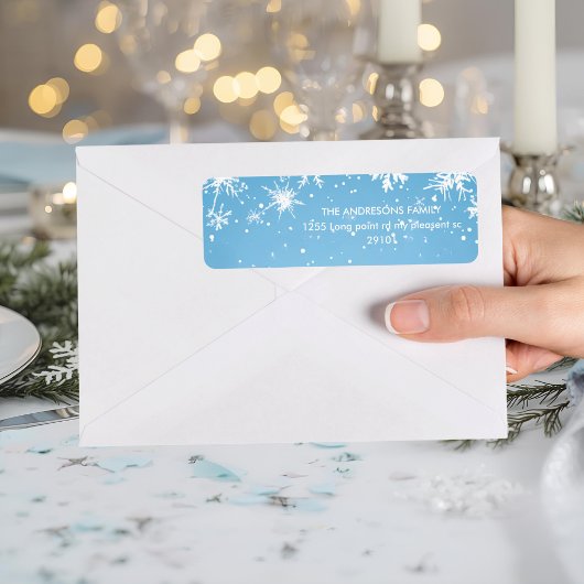 Winter Wonderland Blue Snowflake ラベル