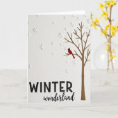 Winter Wonderland Cardinal Card カード (黄色い花)
