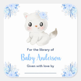 Winter Wonderland Cat Baby Shower Bookplate スクエアシール
