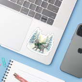 Winter Wonderland Cat Snowy Forest Scarf Christmas シール (ノートパソコンとiPhone)