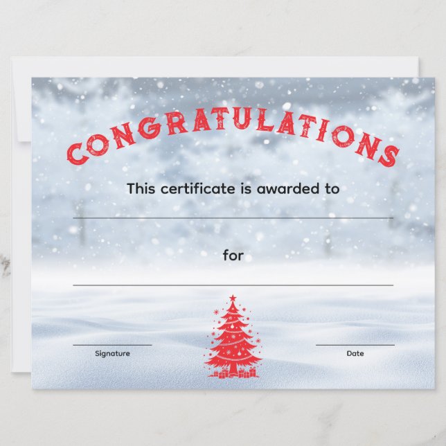 Winter Wonderland Christmas Award Certificate (正面)
