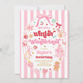 Winter Wonderland Christmas Coquette Bow Birthday 招待状 (正面)