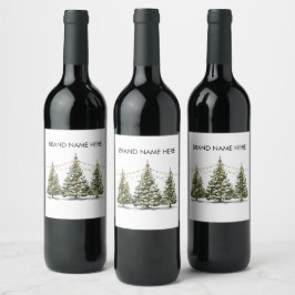 Winter Wonderland Christmas Tree Wine Label ワインラベル