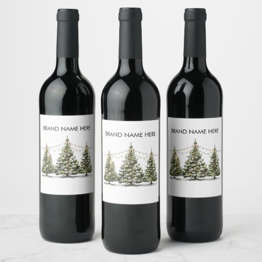 Winter Wonderland Christmas Tree Wine Label ワインラベル (ボトル)