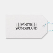 Winter Wonderland – Elegant Text and Pine Trees ギフトタグ (正面(横))