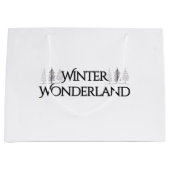 Winter Wonderland – Elegant Text and Pine Trees ラージペーパーバッグ (正面)