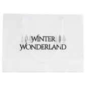 Winter Wonderland – Elegant Text and Pine Trees ラージペーパーバッグ (裏面)
