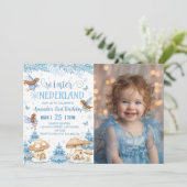 Winter Wonderland Fairy 1st Birthday Photo 招待状 (スタンド正面)