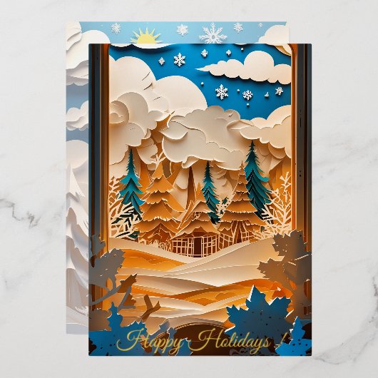 Winter Wonderland Foil Card 箔招待状 (正面/裏面)