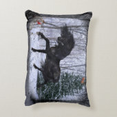 Winter Wonderland Friesian Horse 2 Pillow アクセントクッション (裏面(縦))