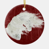 Winter Wonderland Friesian Horse 3 Ornamant セラミックオーナメント (正面)
