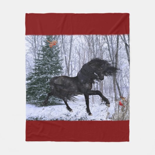 Winter Wonderland Friesian Horse Blanket フリースブランケット (正面)