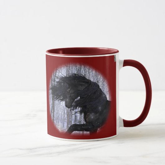 Winter Wonderland Friesian Horse Mug マグカップ (右)