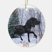 Winter Wonderland Friesian Horse Ornament セラミックオーナメント (左)