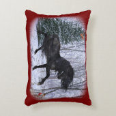 Winter Wonderland Friesian Horse Pillow アクセントクッション (正面(垂直))