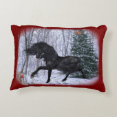 Winter Wonderland Friesian Horse Pillow アクセントクッション (裏面)