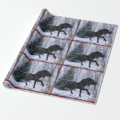 Winter Wonderland Friesian Horse Wrapping Paper ラッピングペーパー (アンロールド)