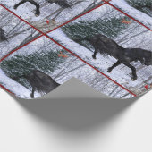 Winter Wonderland Friesian Horse Wrapping Paper ラッピングペーパー (角)